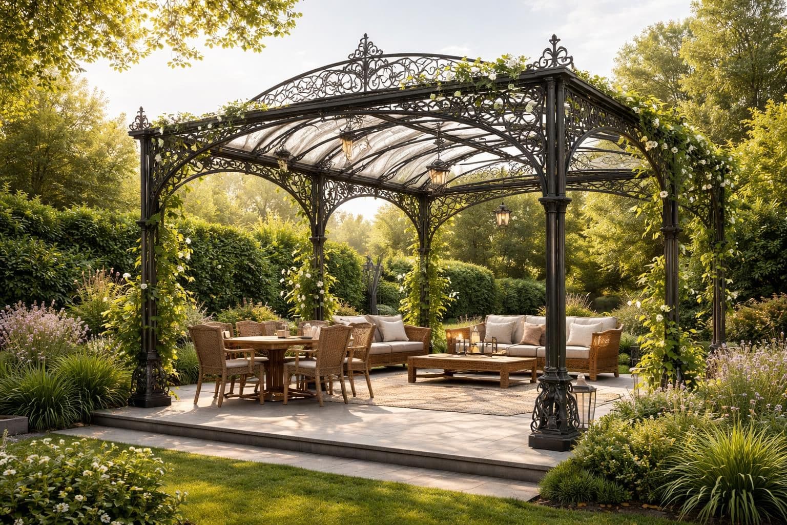découvrez notre pergola sur mesure en fer forgé alliant esthétique élégante et robustesse durable pour sublimer votre extérieur.