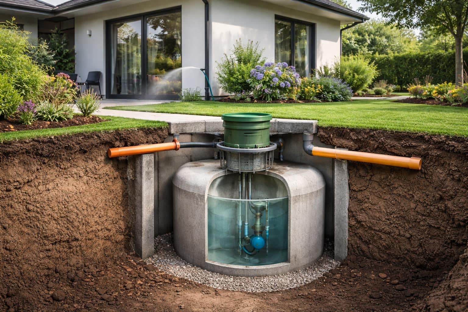 découvrez les avantages d'une citerne d’eau de pluie enterrée en béton : durabilité, capacité de stockage optimale et intégration discrète pour une gestion écologique de l’eau.