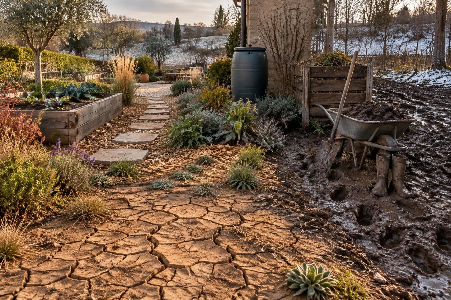 découvrez comment aménager un jardin sur un sol argileux : choisissez des plantes adaptées et améliorez le drainage pour mieux gérer les craquelures estivales et la terre collante en hiver.
