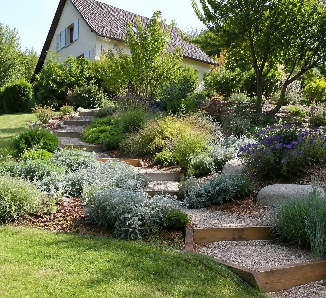 découvrez des solutions simples pour gérer un terrain en pente de 15 % sans muret coûteux : aménagement paysager, drainage et stabilisation du sol.