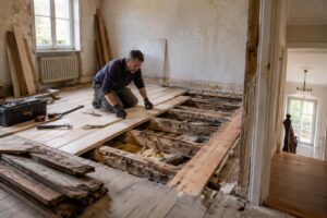 découvrez comment remplacer un plancher en bois vermoulu à l’étage sans abîmer le plafond situé en dessous, grâce à des solutions adaptées.